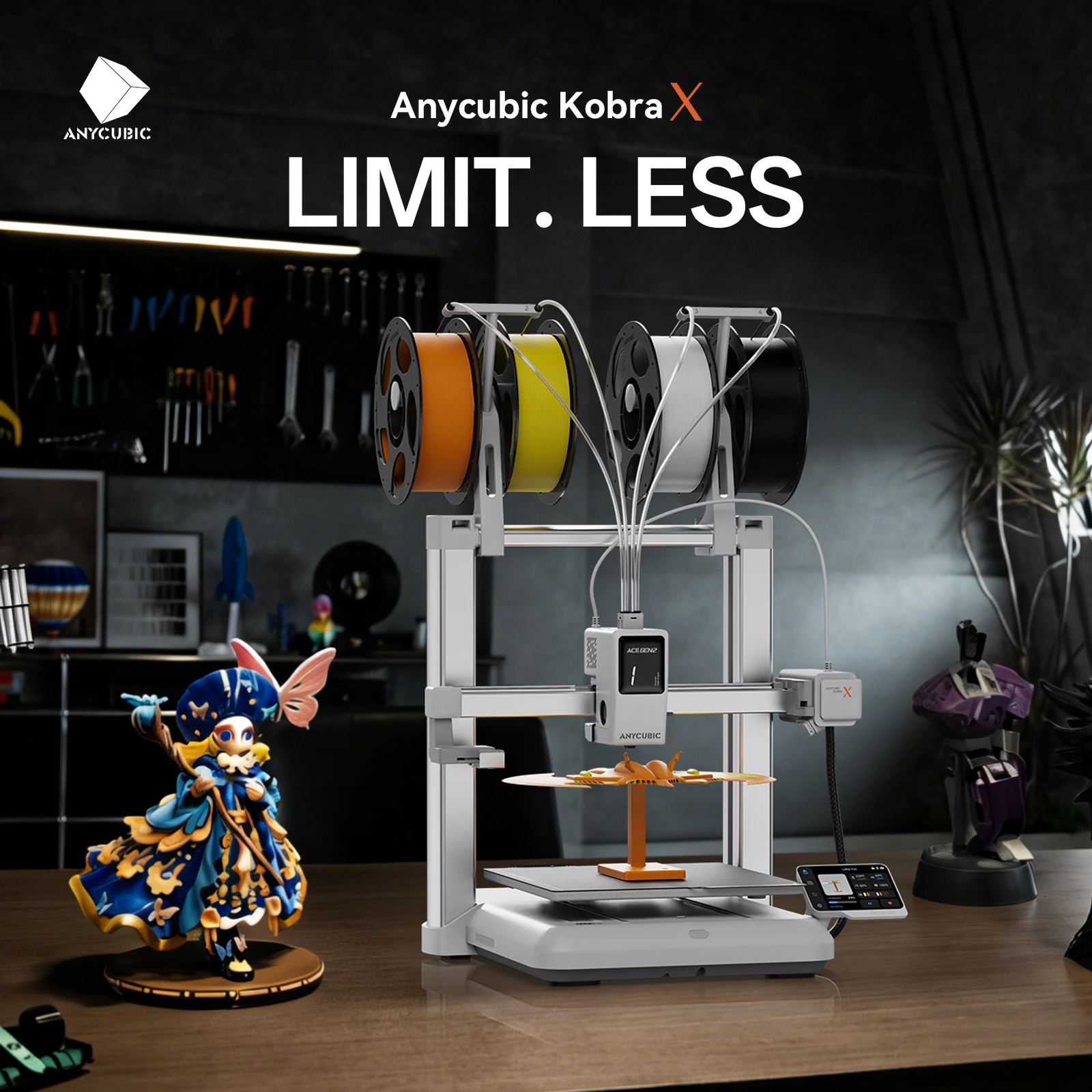 ANYCUBIC Kobra X 3D Printer Multi-Color 3D Printer 2x Time & Material Savings Up To 19 Colors Printing AI Detection 3D Printer