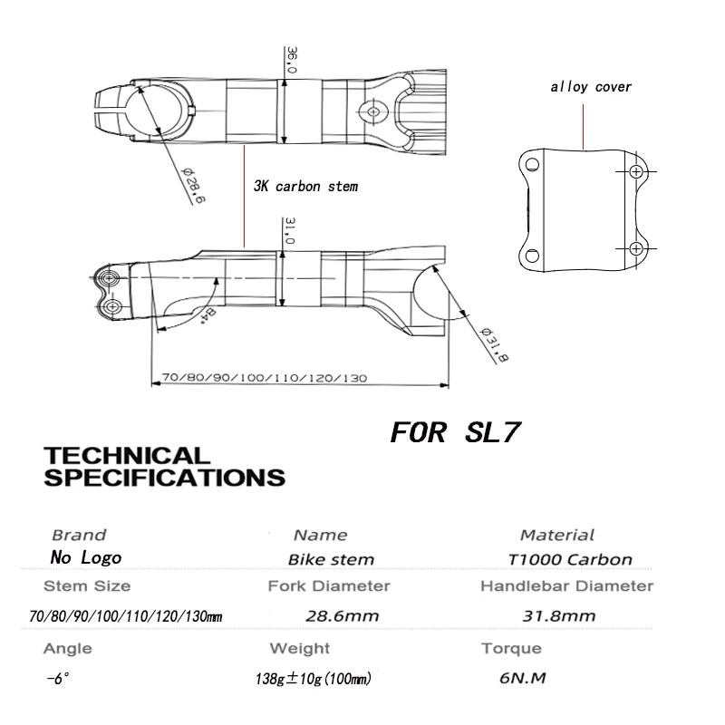 Haste de carbono sl7, sem logo - Bike Stem Riser avaliação e preço