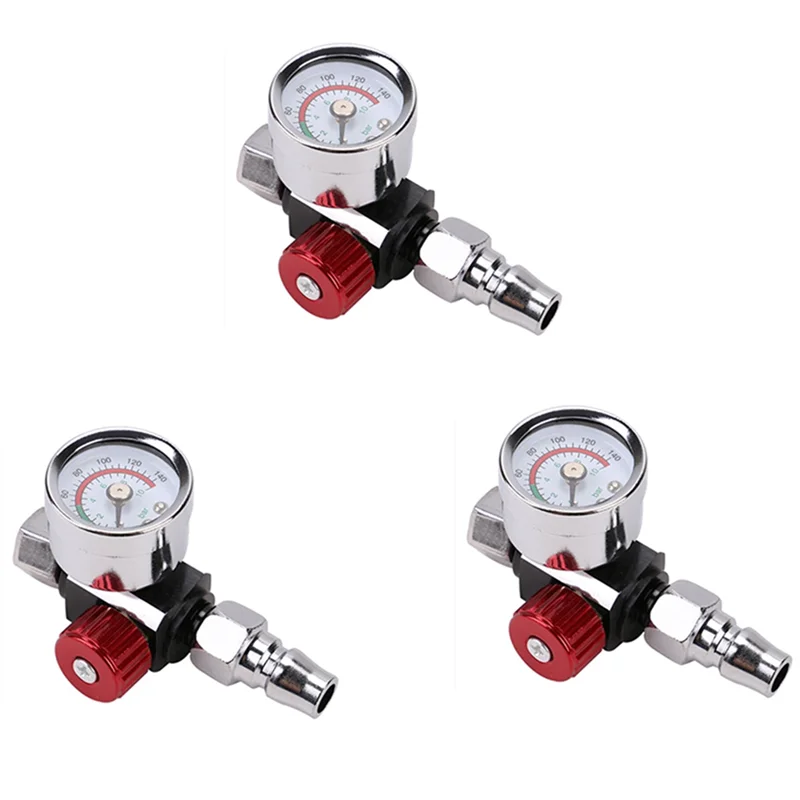 3Pcs High Quality Paint Sprayer Air Regulator Pressure Gauge&Adapter Pneumaticl Air Pressure Regulator Pressure Gauge