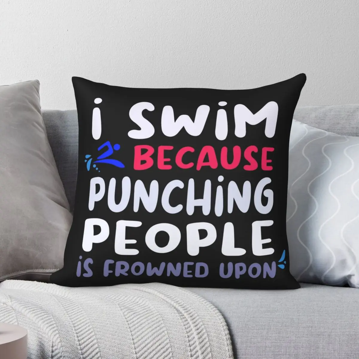 Punching People Is Frowned Upon Pillowcase Polyester Linen Velvet Printed Zip Decor Throw Pillow Case Home Cushion Cover