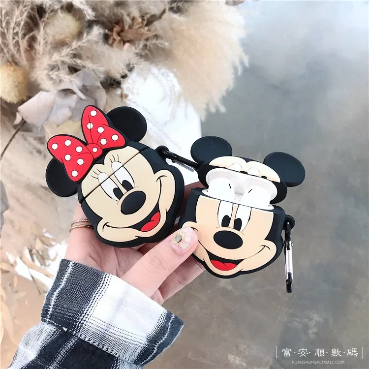 Funda protectora para auriculares AirPod de dibujos animados de Mickey mous, soporte para auriculares Bluetooth inalámbrico de apple, bolsa de