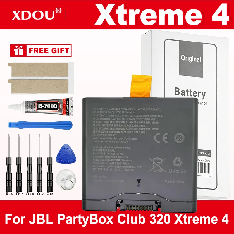 

Совершенно новая батарея FG4CELL21700H 9444 мАч для JBL PartyBox Club 320 Xtreme 4, сменная батарея + инструменты
