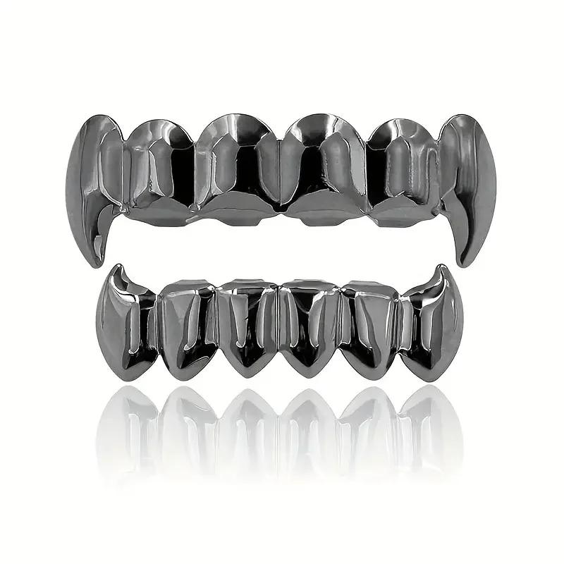 مجموعة عصرية ناعمة بستة أسنان حادة على شكل أسنان هيب هوب، مجوهرات، مسرح، حفلة، ملهى ليلي، دعامة الهالوين للارتداء