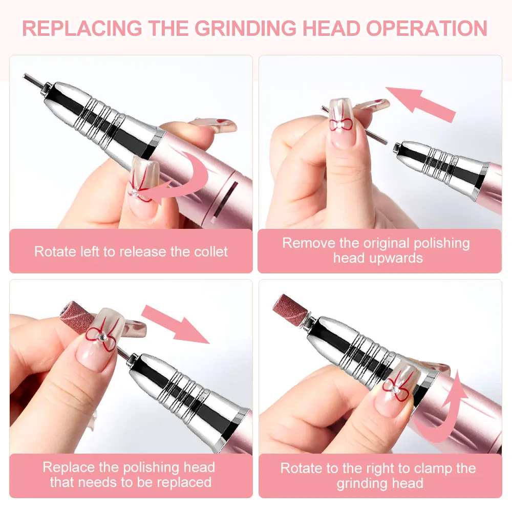 Nail Drill Machine Electric Portable Nail File Rechargeable Nail Sander for Gel Nails Polishing For Home Manicure Salon