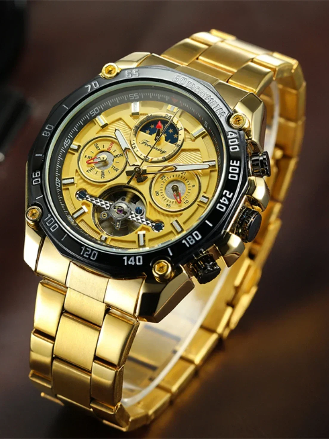 4130 Fully Automatic Mechanical Movement WatchModern, dynamic, fashionable, and complex functional chronograph wristwatch