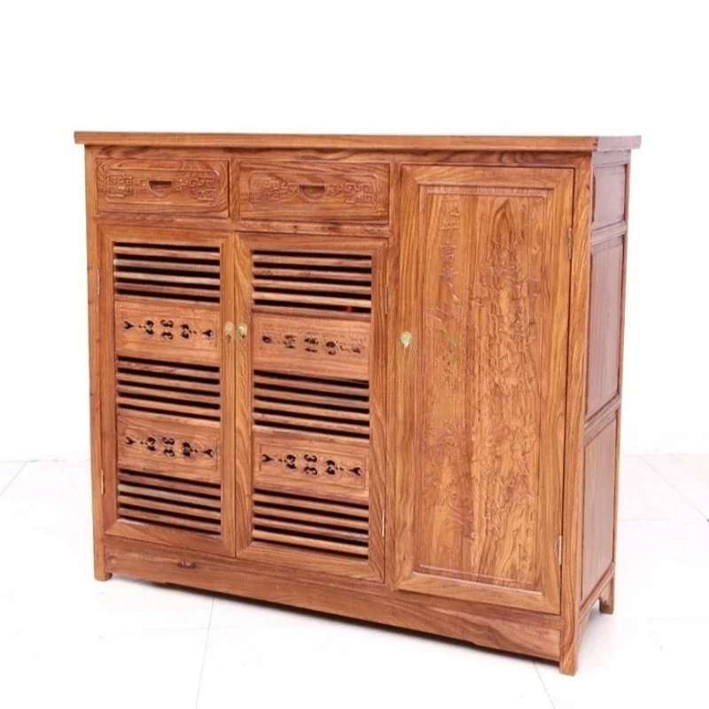 

African huanghuali wood hedgehog red sandalwood three-door shoe cabinet, locker, solid wood cabinet