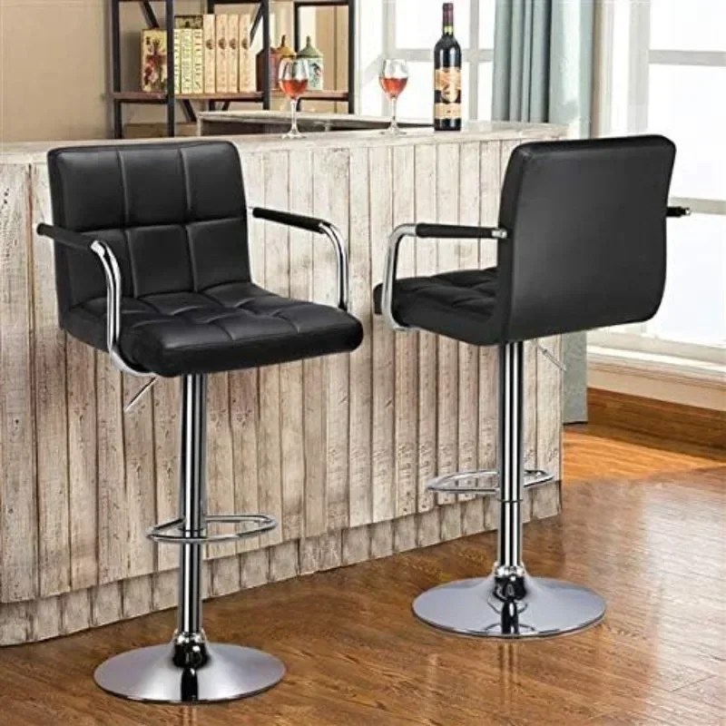 4Pcs Adjustable Bar Stools Kitchen Counter Barstools Bar/Counter Height Stool Chairs PU Leather Hydraulic Swivel Dining Chair