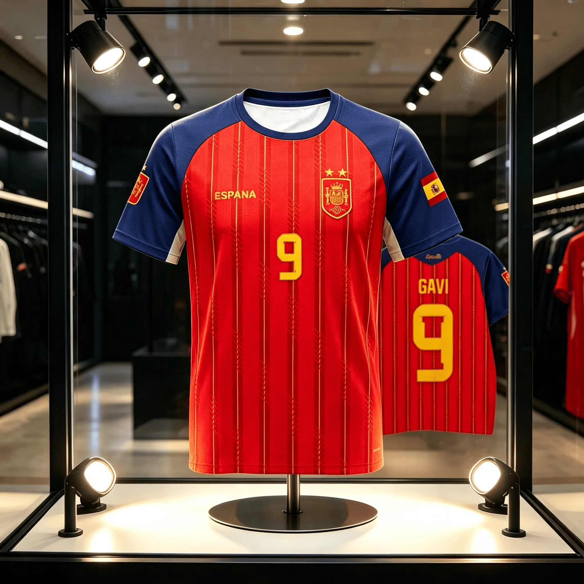 2026 Spanisches Team Spieler Yamal Champions 3D Fußball T-Shirt für Männer und Frauen, Atmungsaktives Schnelltrocknendes Kurzarm-T-Shirt – Detail 3