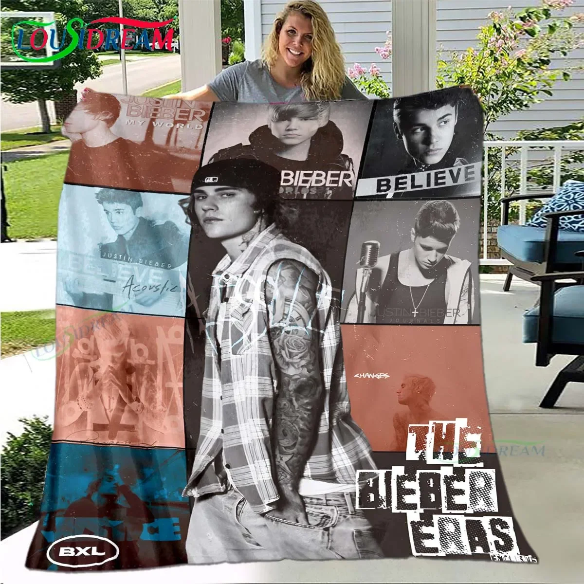 Pop  Singer J-Justin Bieber Pattern Blanket Star Art Flannel Thin Blanket Portable Home Travel Office Lunch Break Blanket