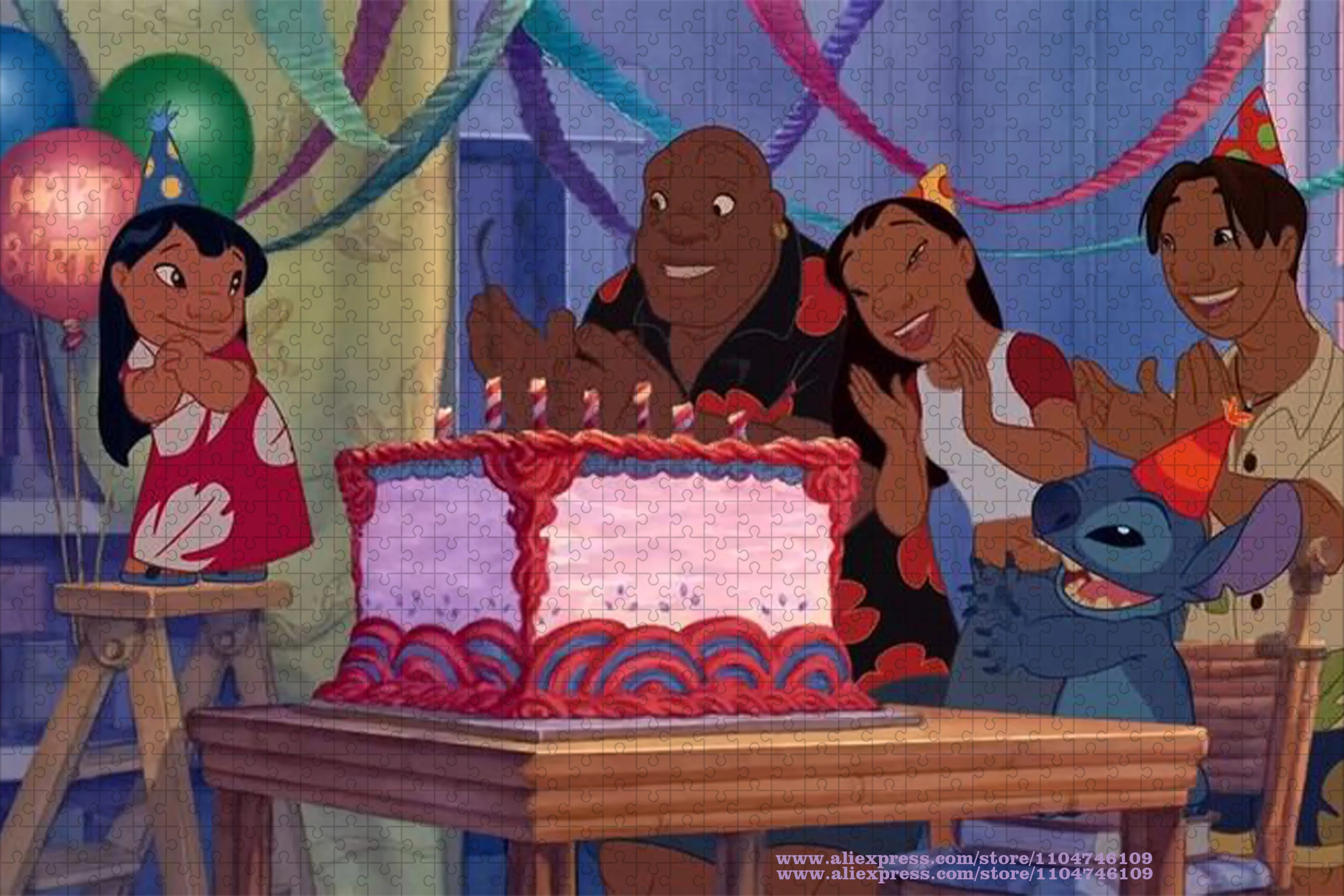 애니메이션 릴로 & 스티치 캐릭터 퍼즐 직소 퍼즐 108/200/300/500/1000/1500피스 어린이용 지능 퍼즐 생일 선물 홈 데코
