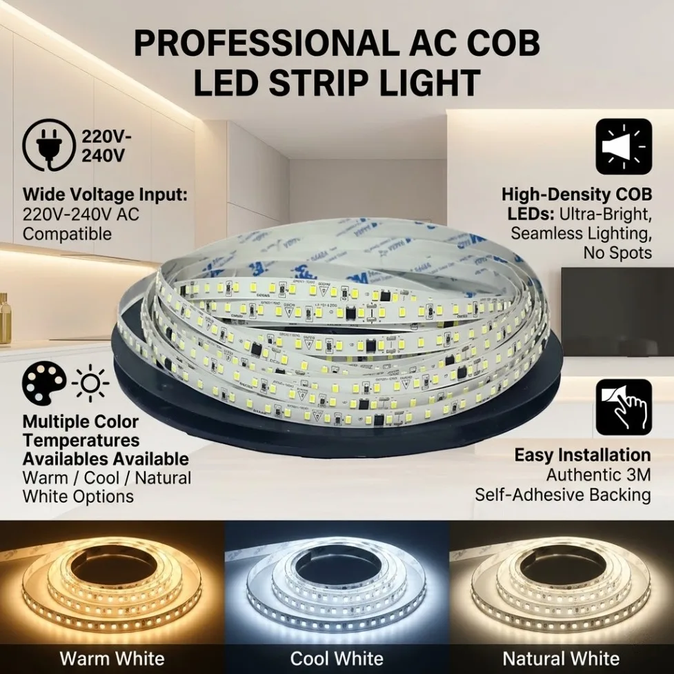 

AC220V/230V SMD2835 LED Strip 120LEDs/M High Bright Cuttable Flexible Ice Blue Green Yellow Pink Home Room Decor Soft Lamp Bar