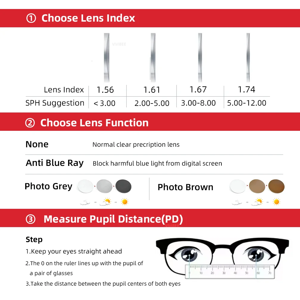VIVIBEE Square Customized Prescription Glasses Men Black Myopia Eyewear Optical Classic Astigmatism Photochromic Eyeglasses