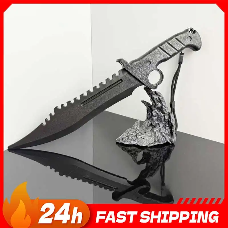 

35-сантиметровый черный пластиковый нож Боуи, высокопрочный, для тренировок на открытом воздухе, реквизит для косплея, безопасный, военный, коллекционный, декоративный меч