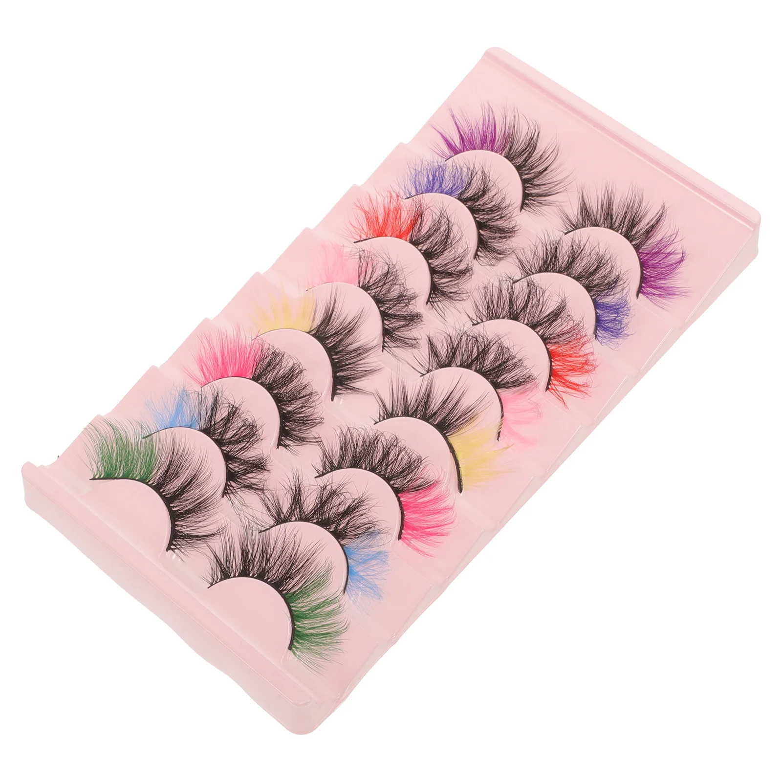 8Pairs Colored False Eyelashes Natural Look Chemical Fiber Lashes for Party Photo Everyday Wear Easy Apply Comfortable Faux