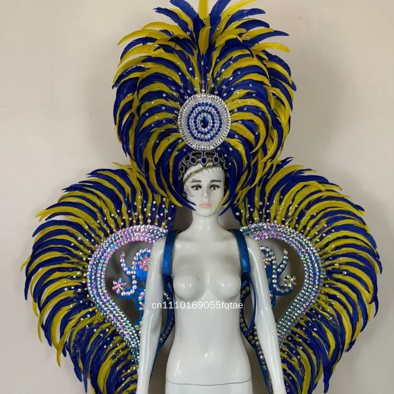 

Парчовый головной убор с перьями для самбы, карнавала, вечеринок, выступлений, Хэллоуина, барных шоу, танцевальных команд, костюмов, фестивалей, аксессуар для женщин