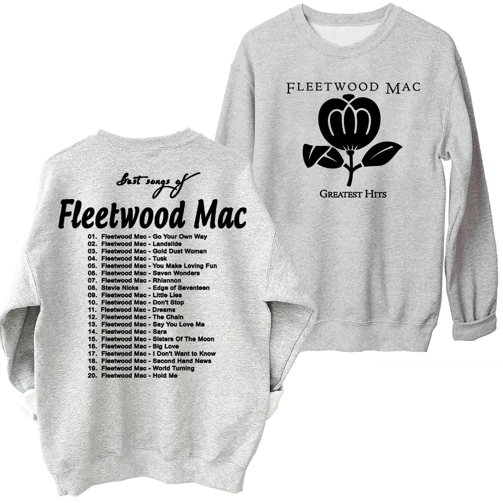 Fleetwood-Mac Sweatshirt tur 2024, Sweatshirt lengan panjang leher bulat ukuran besar, atasan hadiah untuk penggemar tur musik