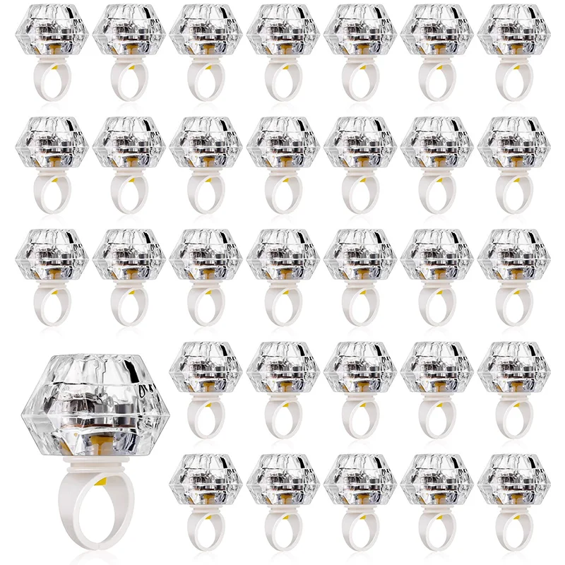 

12-48PCS Flash Rings Diamond Led Light up Rings 3 Modes for Bachelorette Party Favors Bridal Shower Wedding Reception Supplies