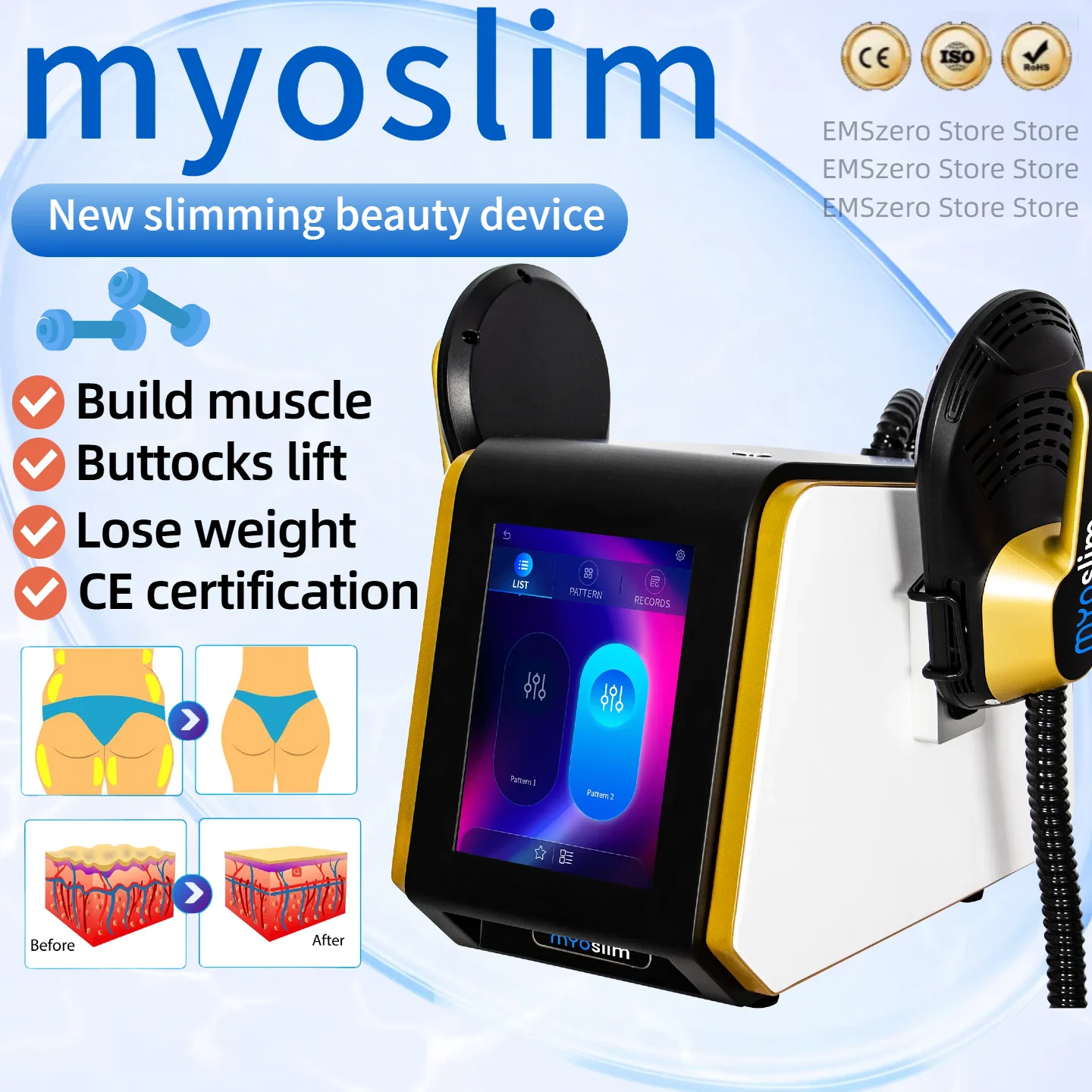 

EMS Body Sculpt Pro 15 Tesl 6500W Hie-mt Lose Weight Body Electromagnetic Stimulation Muscle Massagers Myoslim NEO Machine