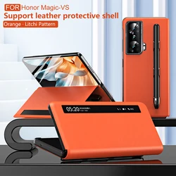 Smart Window View Case for Honor Magic Vs Cover PU Leather Stand Holder Free-flip Answer Call Shell Full Protect Fundas with Pen
