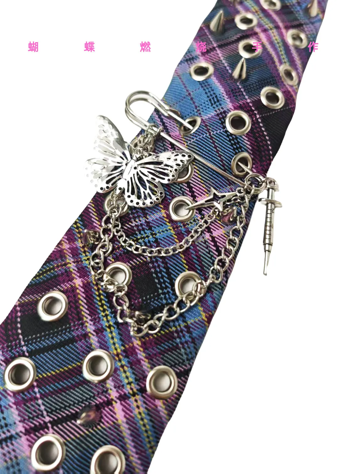 Plaid Personality Rivet Punk Necktie Cool Cyberpunk Acid Designed Necktie Fashion Butterfly Neckties