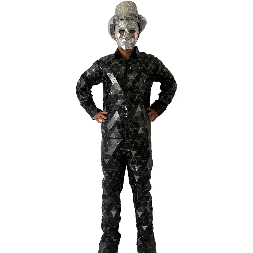 

Black Mirror Costume Show Suit Hand Sewn Stage Jacket Performance Christmas Halloween Hat Mask Cosplay Nightclub Party Costume