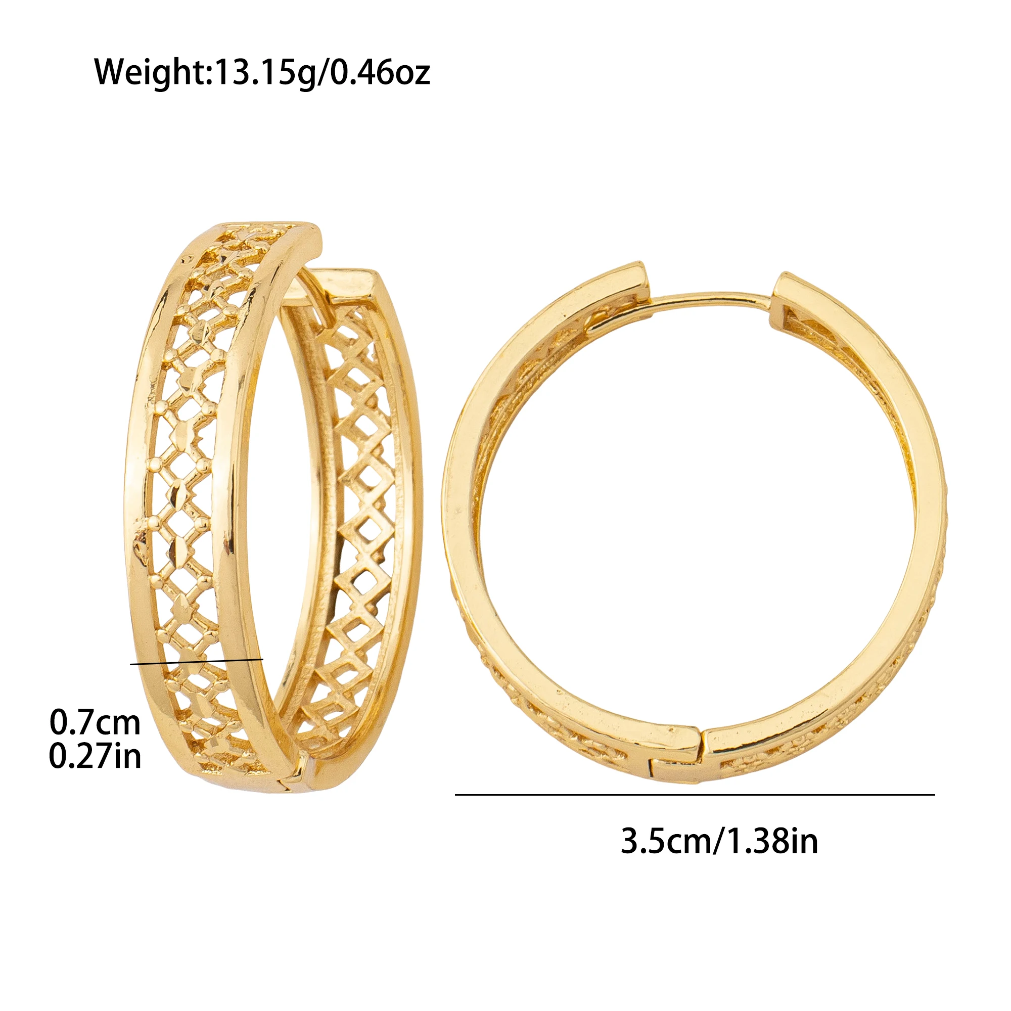 Diamond-shaped Hollow Hoop Earrings Round Alloy Earrings Jewelry Accessories Retro Fashion for Brides Women Gifts