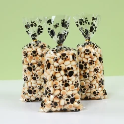 25/50pcs Black Pet Paw Print Candy Bags Pet Birthday Party Supplies Dog Footprints Gift Bags Dog Theme Party Decor Favors Bags