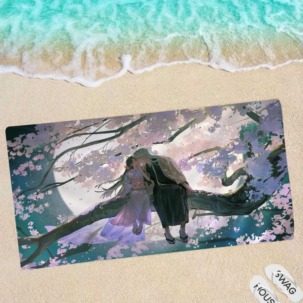 Inuyasha Anime Beach Swimming Towel Soft Absorbent Washcloth Children's Gifts For Kids Travel Camping Gym