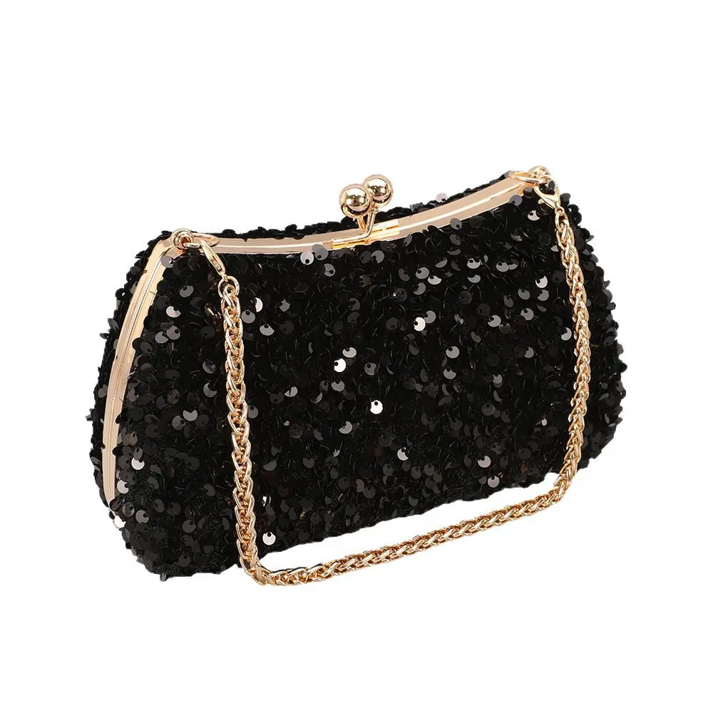 

Trendy Chain-Strap Sequin Bag - Handmade Gold Beaded Evening Clutch For Women Glittering Crystal-Encrusted Evening Clutch Bag