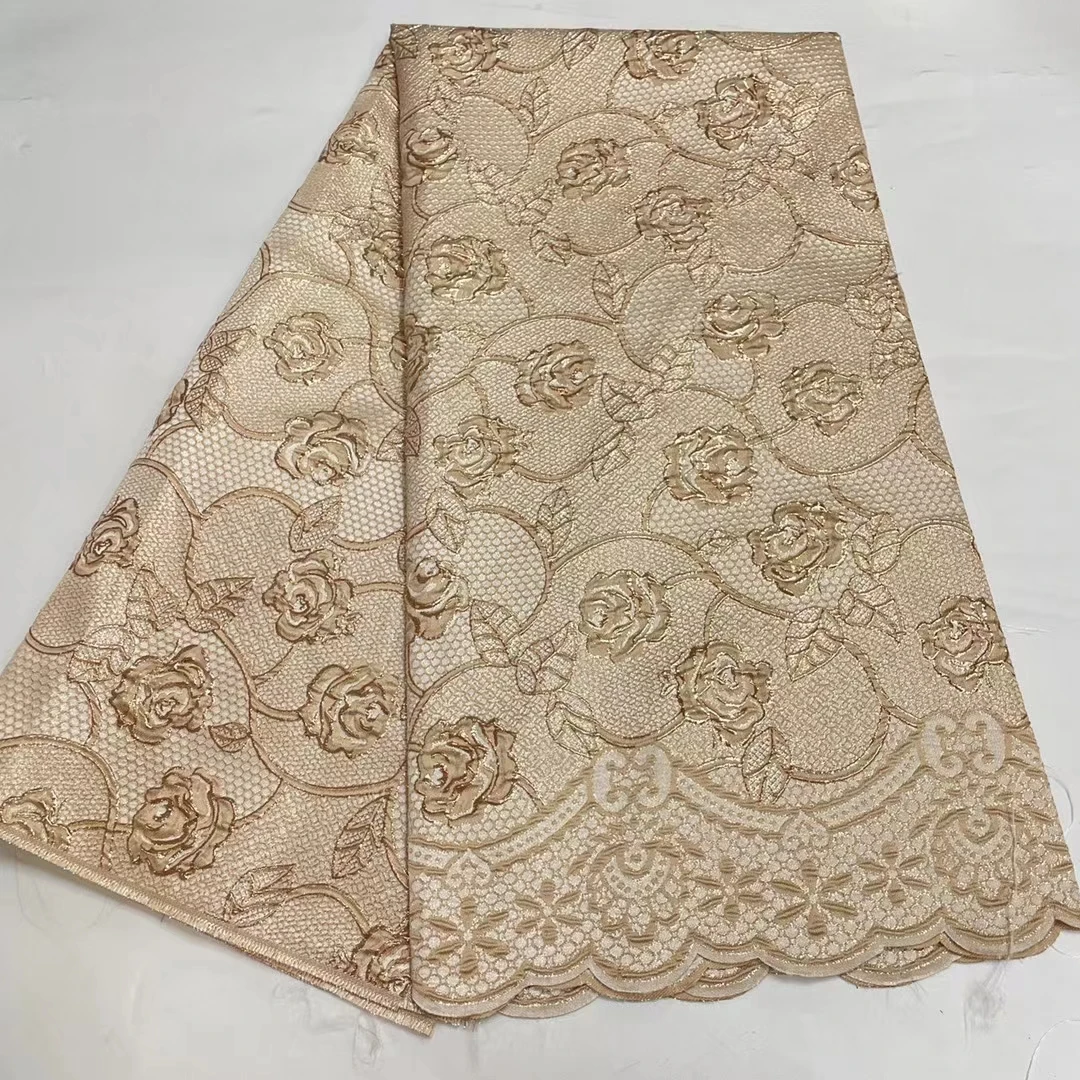 

Nigerian Brocade Jacquard Lace Fabric 5Yards 2023 High Quality African French Tulle Lace Fabric For Party Dress Diy Sew PJK2304A