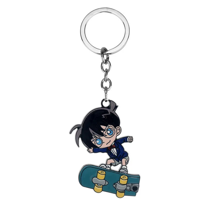 Cartoon Detective Conan Keychain Conan Edogawa Haibara Ai Mouri Ran Cosplay Q Version Figures Pendant Key Chain