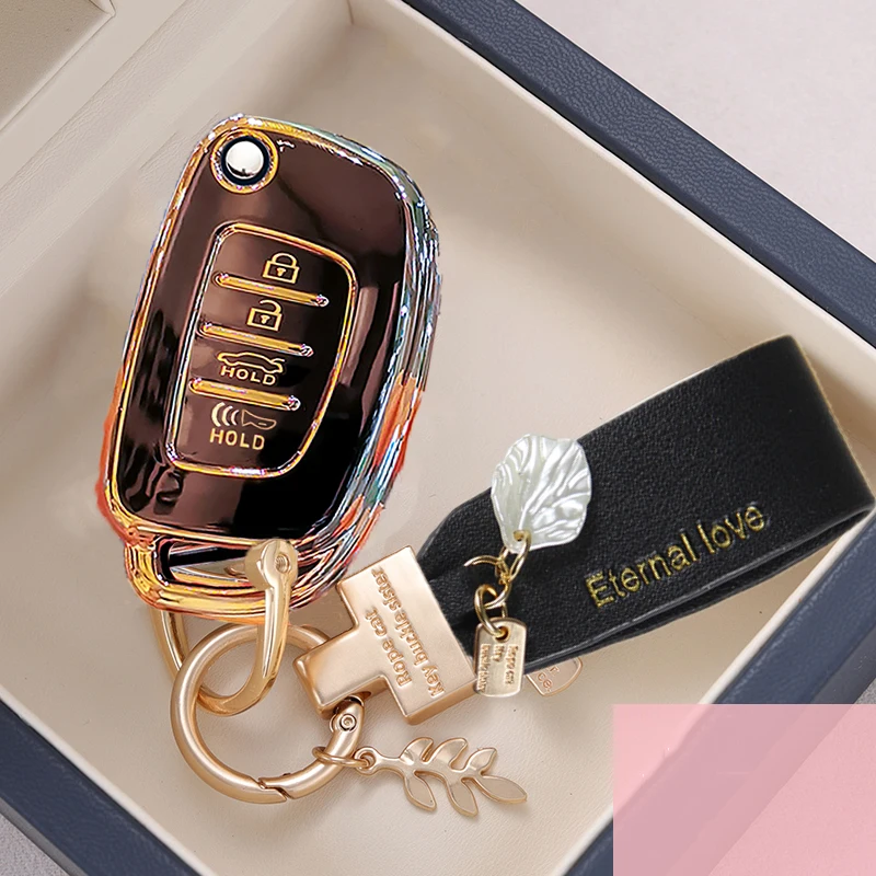 3 4 Buttons Car Key Case Cover Keychain for Hyundai Sonata I10 Tucson Solaris Creta Elantra I20 Ix25 2016-2019 2021 2020 2022