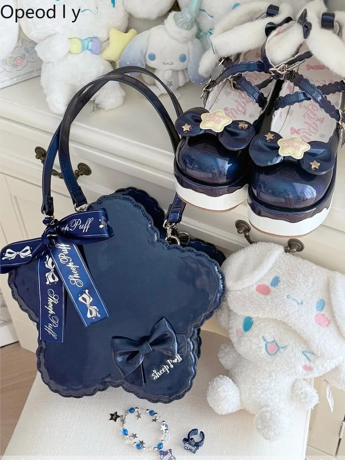 Sweet and Cute Japanese Original Lolita Women's Handbag Sweet Lady Jk Uniform Versatile Star Pu Leather Oblique Span Bag
