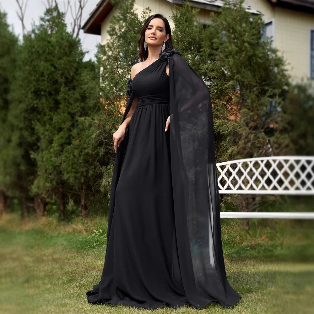 Vestido E de Chiffon com Faixa Slim Fit Maxi Vestido de Noite para Casamento Vestido de Dama de Honra Tecido de Veludo...