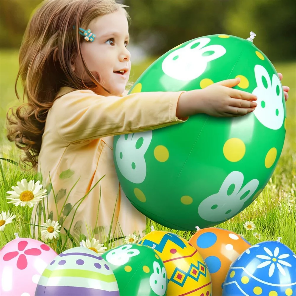 Giant Egg Easter PVC Inflatable Ball Outdoor Garden Pendant Ornament 35x27cm Balloon Party Easter Egg Decorations for Yard 2025