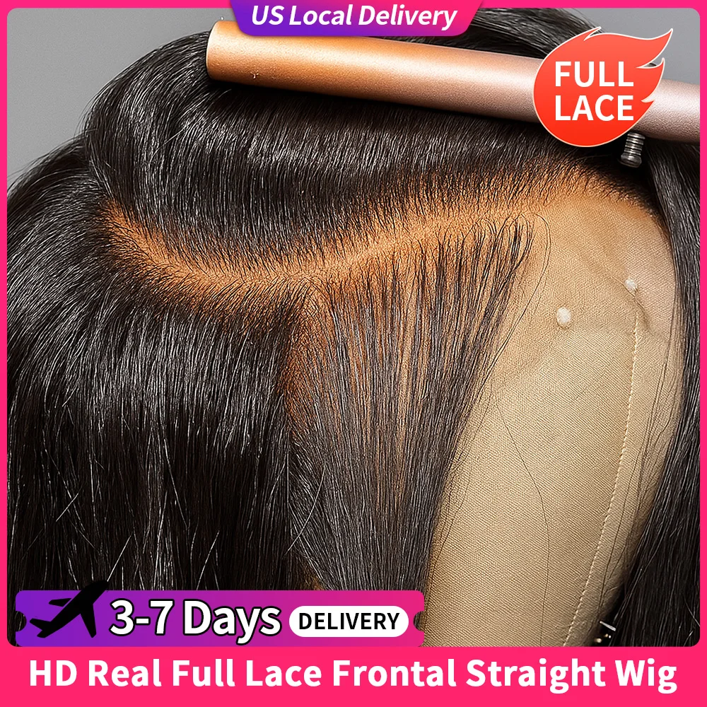 

FULL Real SKINLIKE Straight HD Lace Front Wigs Human Hair Pre Plucked 250 Density 0.10mm Ultra thin Invisible Glueless Lace Wig