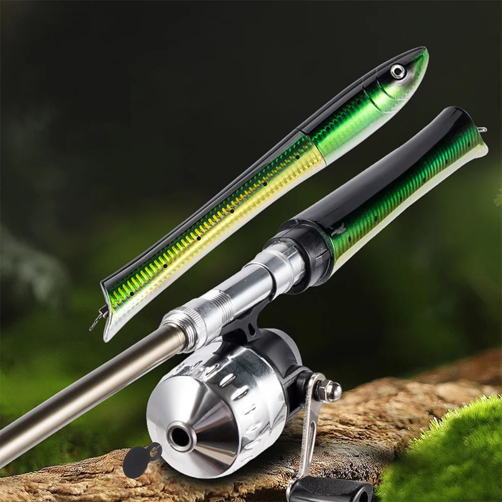 Telescopic Fish Shaped Mini Pen Fishing Rod Casting Carp Sea Ice Fishing Pole Portable Travel Rod Fishing Accessories Outdoor