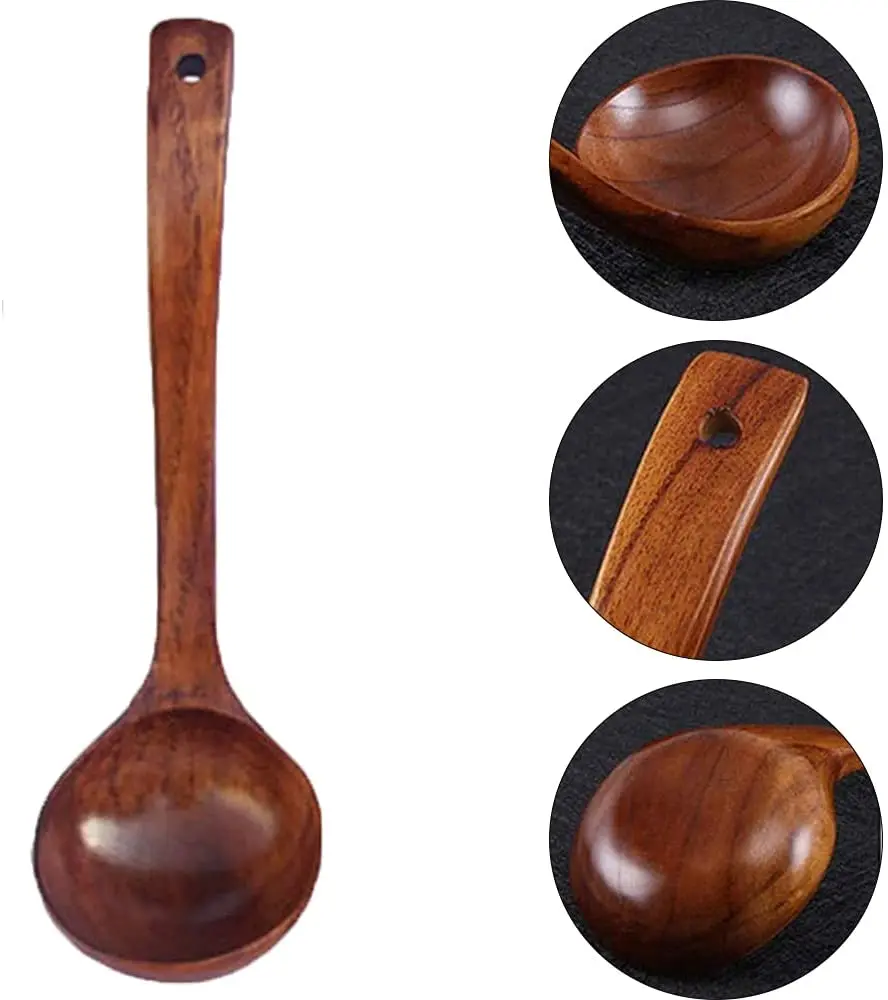 Wooden Serving Spoon Ladle Safe And Harmless Natural Wood Soup Ladle Kitchen Cooking Spoon Special Spoon For Soup And Porridge