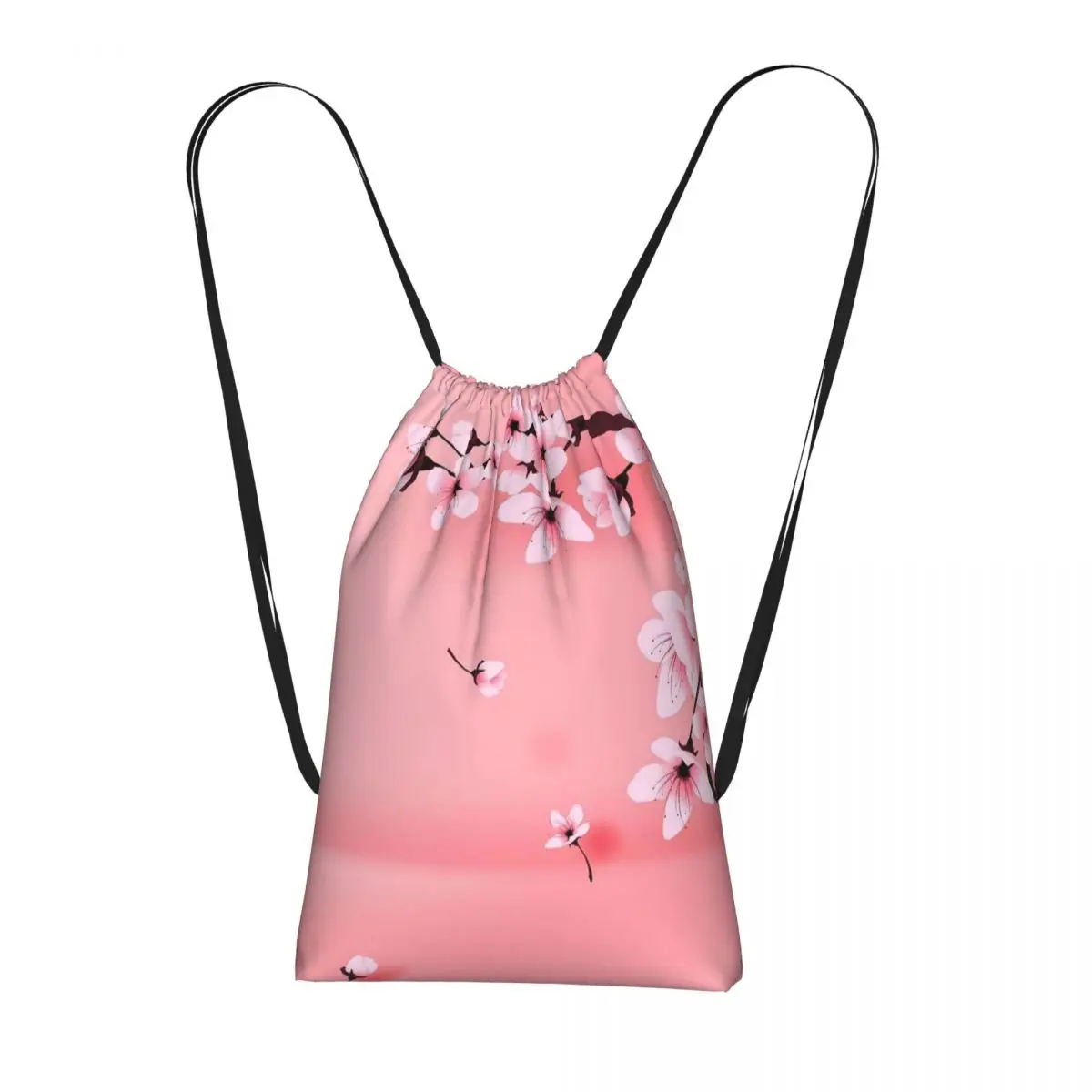 Sakura Tree Cherry Blossom Floral Flower Drawstring Backpack hiking cycling Bag Portable Travel Drawstring Bag for Men Women
