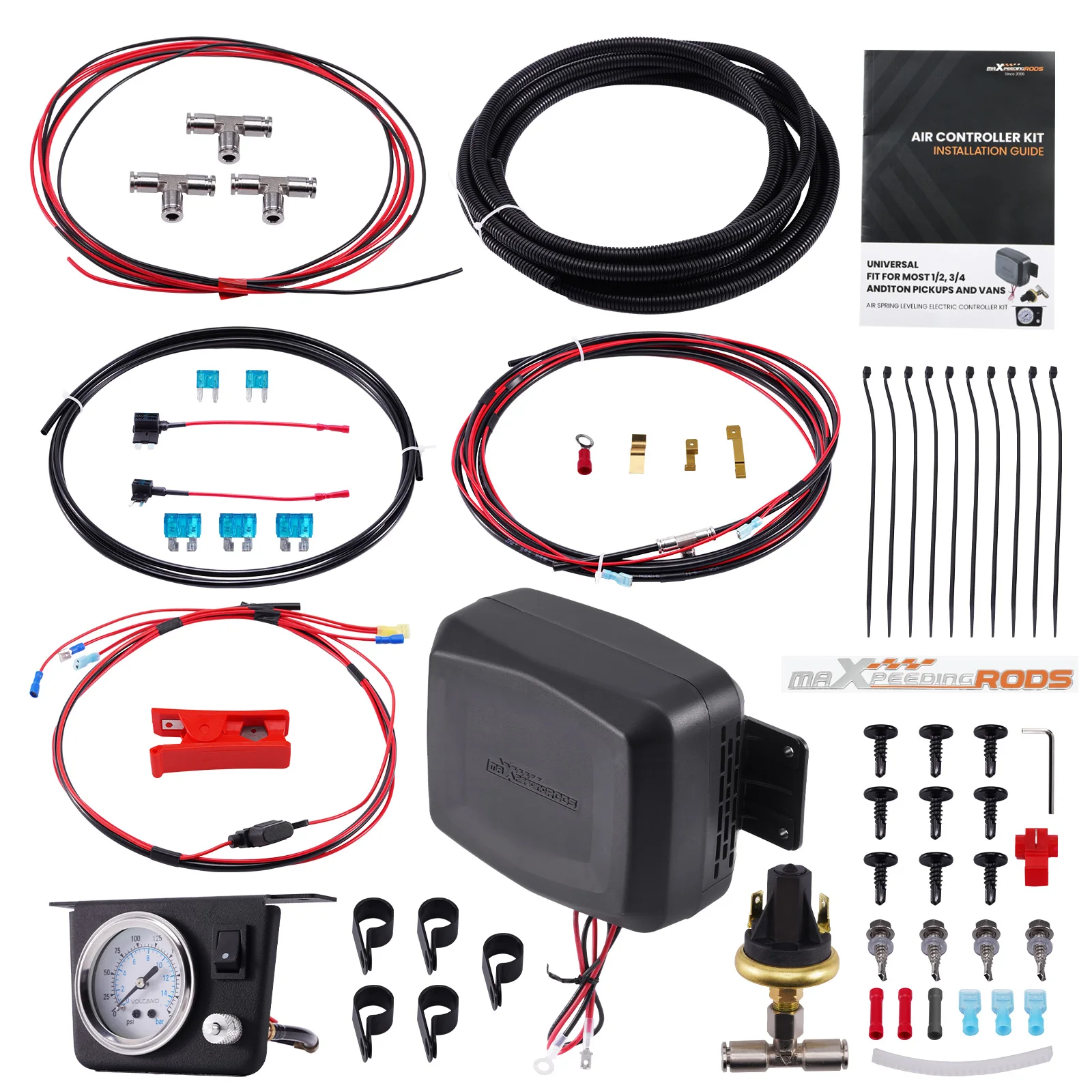 Universal Air Shock Compressor Kit Gauge Panel For Ford F150 Single-Path