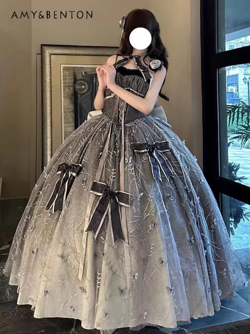

2025 New Summer High-end Tube Top Bow Light Luxury Bar Mitzvah Lolita Dress Puffy Dress For Women