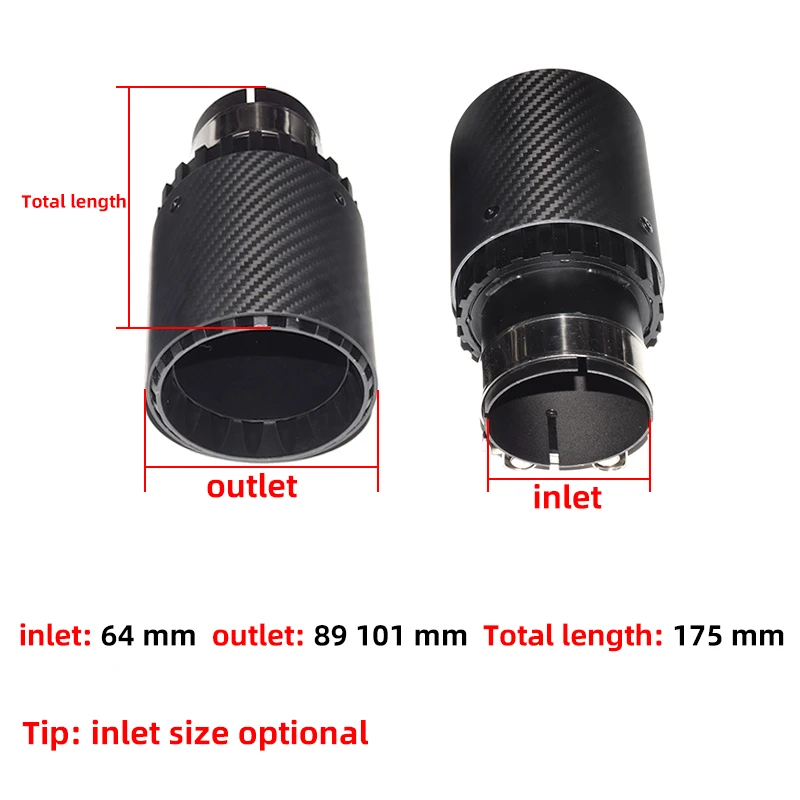 1Pcs/Lot Automobile Universal Carbon Fibre Tail Throat Aluminium Alloy Black Wheel Single Out Twill Matte Exhaust Nozzle Tip