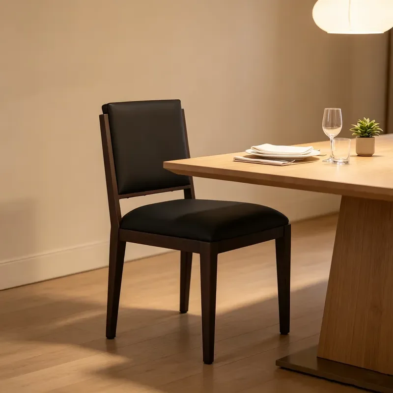 Modern Black Die Cast Aluminum Dining Chair Sturdy Metal Frame Restaurant Seating for Hotel Cafe Home Kitchen Furniture Decor