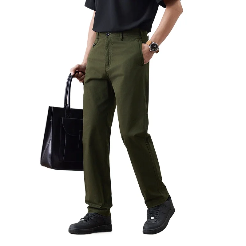 2025 Army Green High-end Tactical Casual Pants for Men, 97% Cotton Loose Straight Leg Quick Drying Mens Casual Sports Trousers