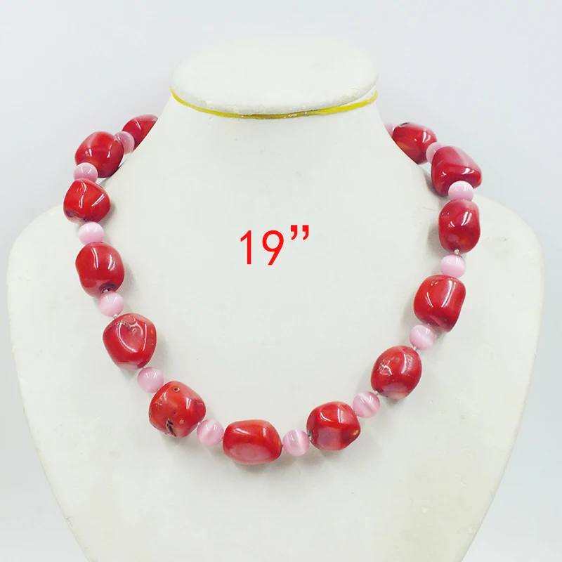 Delicate. pretty 18MM Natural Irregular Coral Necklace. Elegant Women's Classic Jewelry