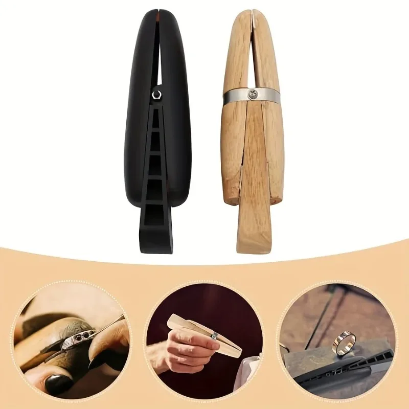 Solid Wood Ring Holding Vise Portable Jewelers Clamp Tool for Ring Grinding Polishing Surface Finishing DIY Jewelry Work