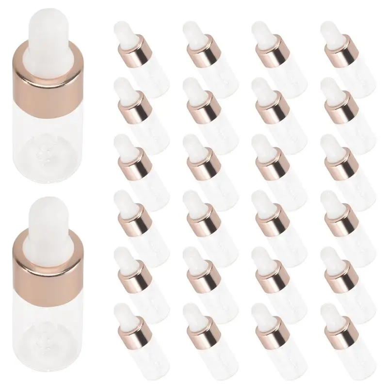 CHCH 100Pcs Mini Glass Dropper Bottle Clear Essential Oil Dropper Bottles Glass Dropping Sample Containers For Traveling 3Ml Dur