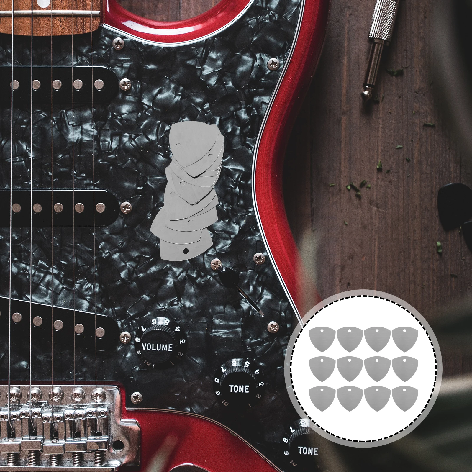 

12 Pcs Stainless Steel Guitar Pick Bass Picks Finger Protectors Accessories Guards Cool