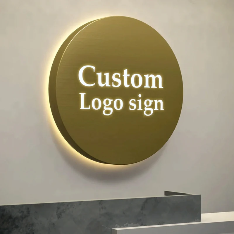 Custom Business Logo Round LED Advertising Signage Back-lit Storefront Signs Outdoor Indoor Shop Decors Metal Backlit Light Box