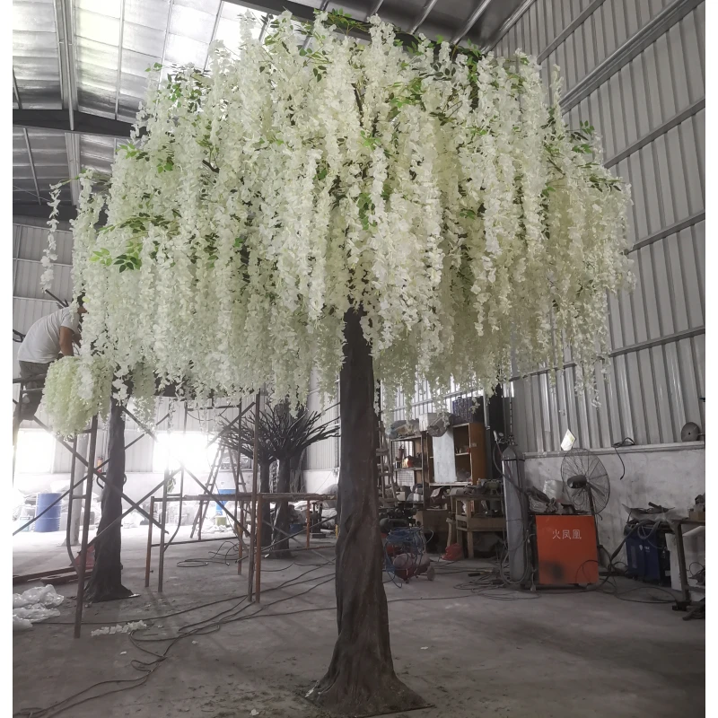 Indoor Outdoor White Wisteria Tree Artificial Tree 8ft Artificial White Wisteria Tree